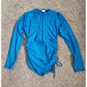 SHESHOW Long Sleeve Rash Guard Sun Protection Top Quarter Zip Adjustable Ruching